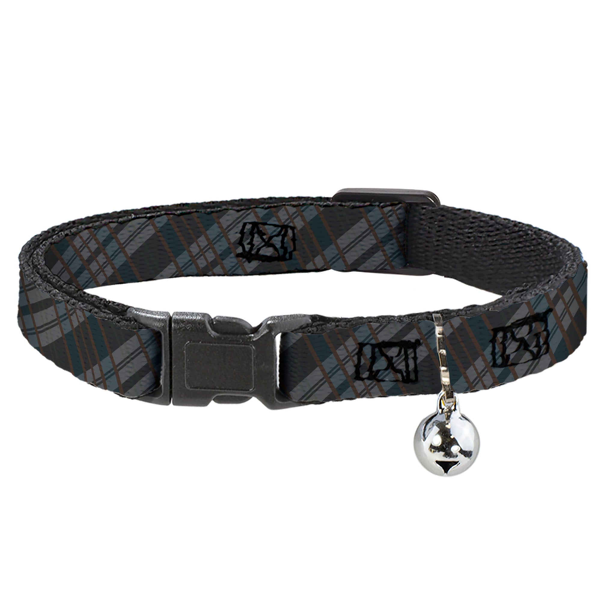 Cat Collar Breakaway - Plaid Gray Black Brown Breakaway Cat Collars Buckle-Down