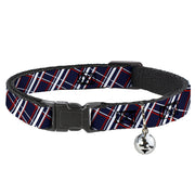 Cat Collar Breakaway - Plaid X Blue White Red Breakaway Cat Collars Buckle-Down