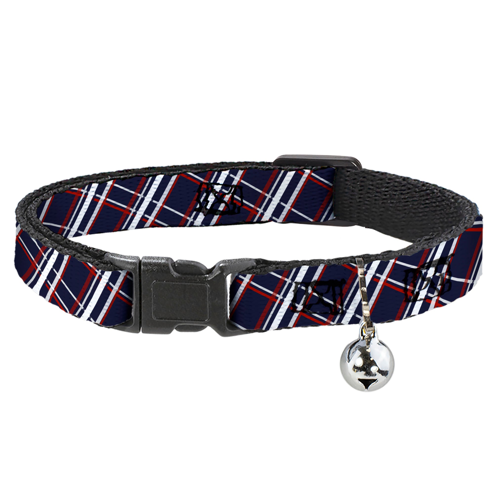 Cat Collar Breakaway - Plaid X Blue White Red Breakaway Cat Collars Buckle-Down
