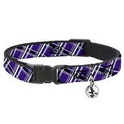 Cat Collar Breakaway - Plaid X2 Purple Gray White Black Breakaway Cat Collars Buckle-Down