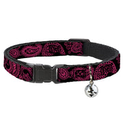 Cat Collar Breakaway - Paisley Black Neon Pink Breakaway Cat Collars Buckle-Down