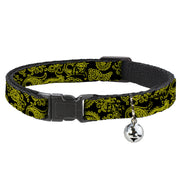 Cat Collar Breakaway - Paisley Black Neon Yellow Breakaway Cat Collars Buckle-Down