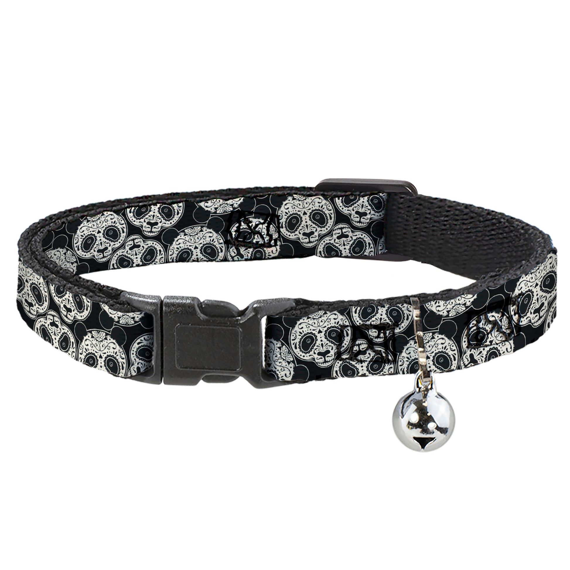 Cat Collar Breakaway - Panda Bear Sugar Skull Scattered Black White Breakaway Cat Collars Buckle-Down