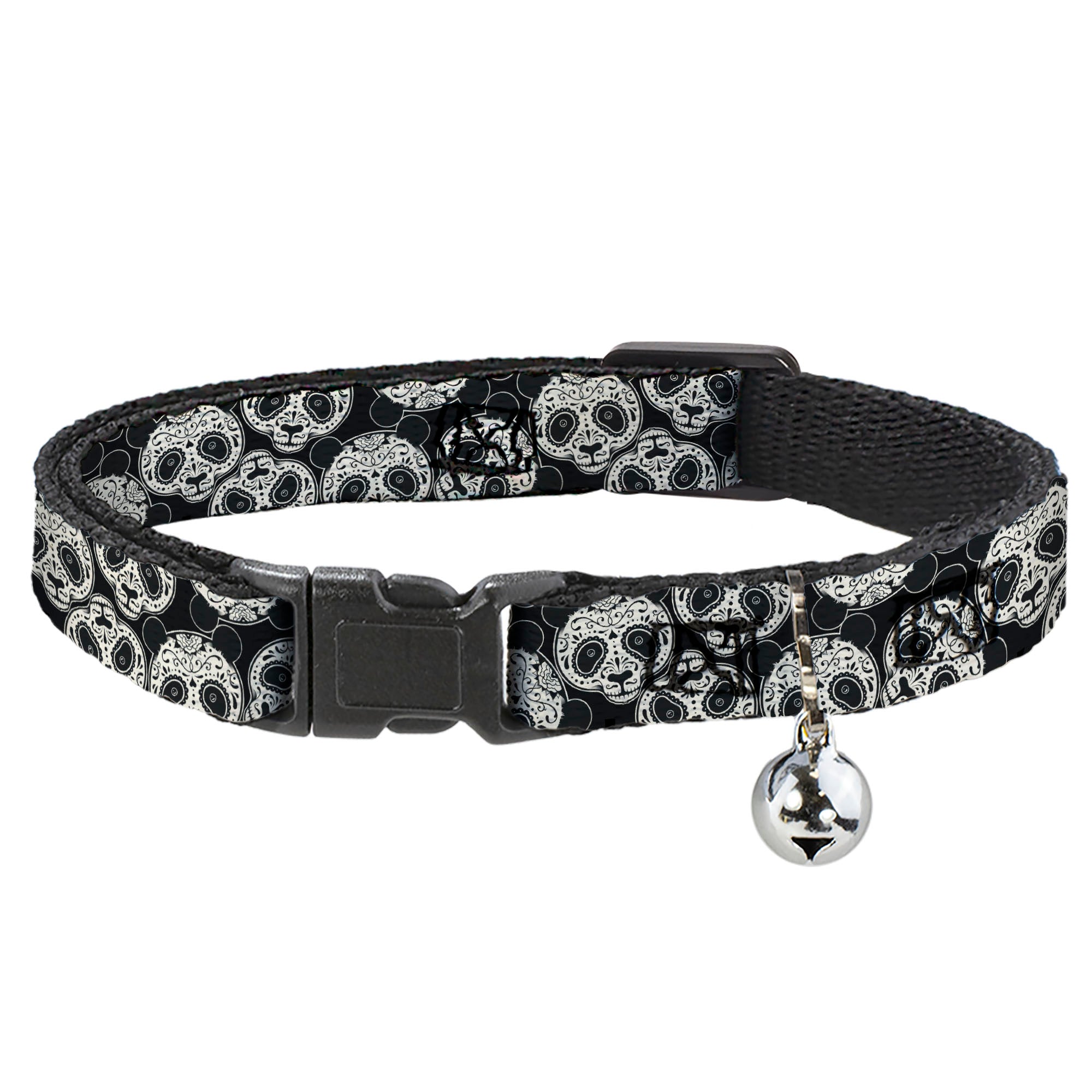 Cat Collar Breakaway - Panda Bear Sugar Skull Scattered Black White Breakaway Cat Collars Buckle-Down