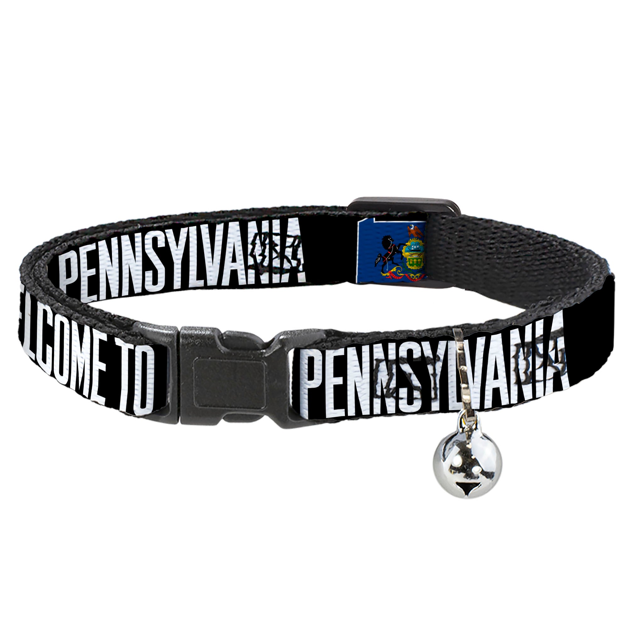 Cat Collar Breakaway - Pennsylvania Flag Silhouette WELCOME TO PENNSYLVANIA Breakaway Cat Collars Buckle-Down