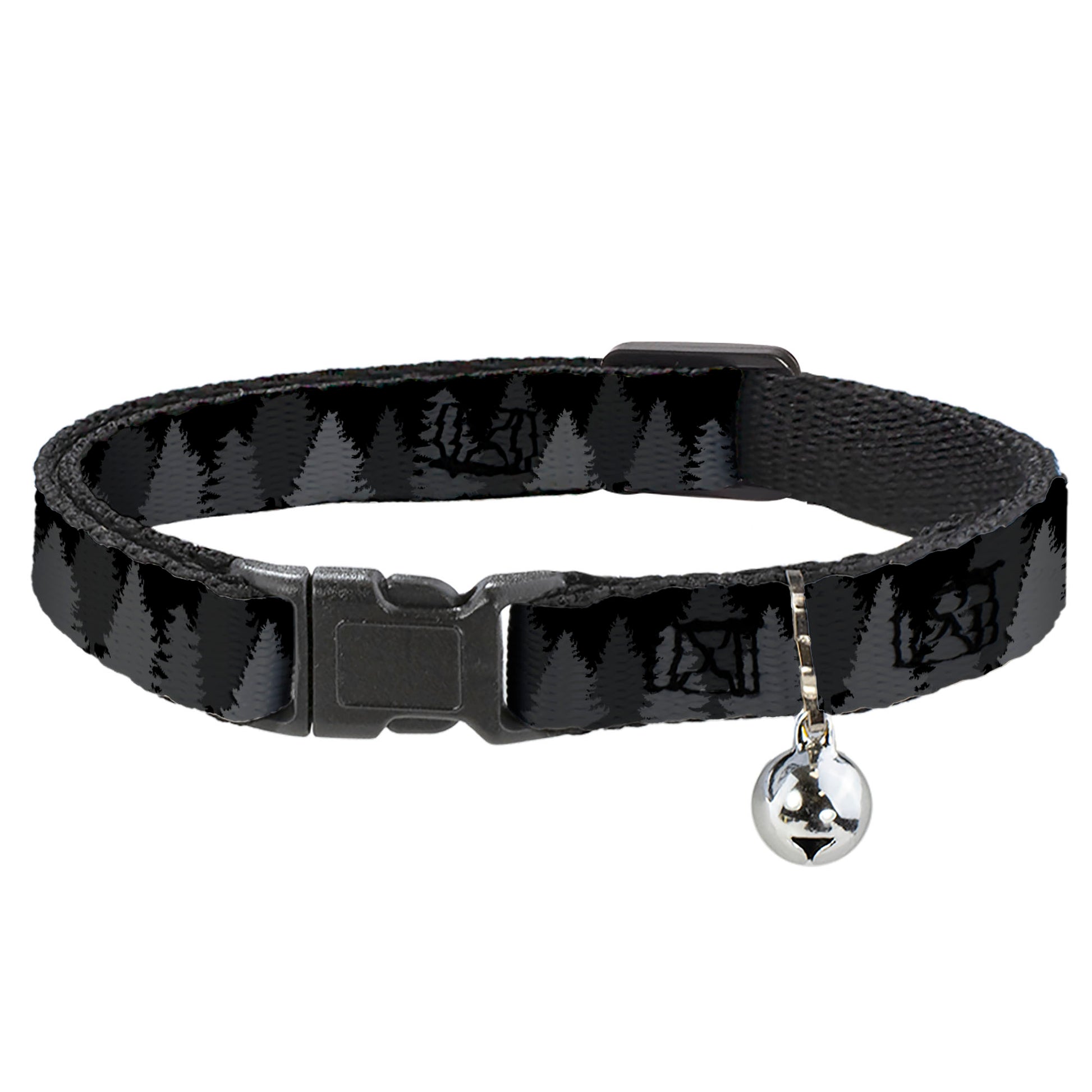 Cat Collar Breakaway - Pine Tree Silhouettes Black Grays Breakaway Cat Collars Buckle-Down