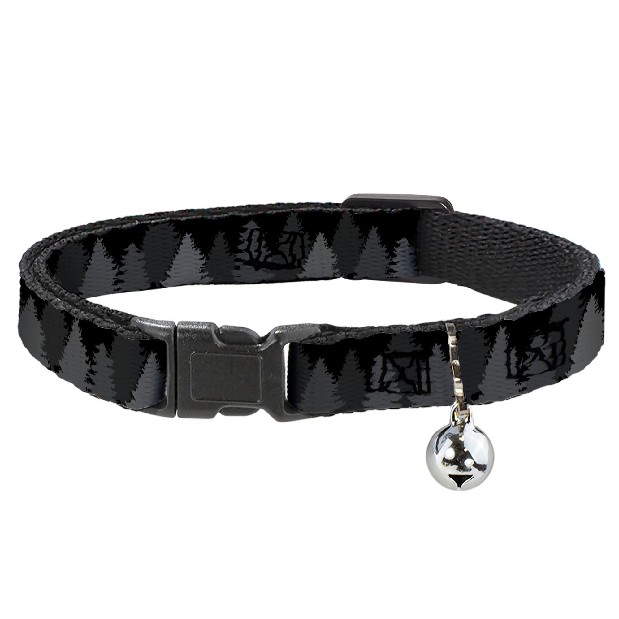 Cat Collar Breakaway - Pine Tree Silhouettes Black Grays Breakaway Cat Collars Buckle-Down
