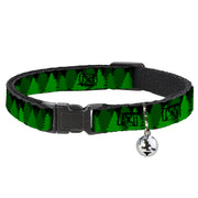 Cat Collar Breakaway - Pine Tree Silhouettes Black Greens Breakaway Cat Collars Buckle-Down