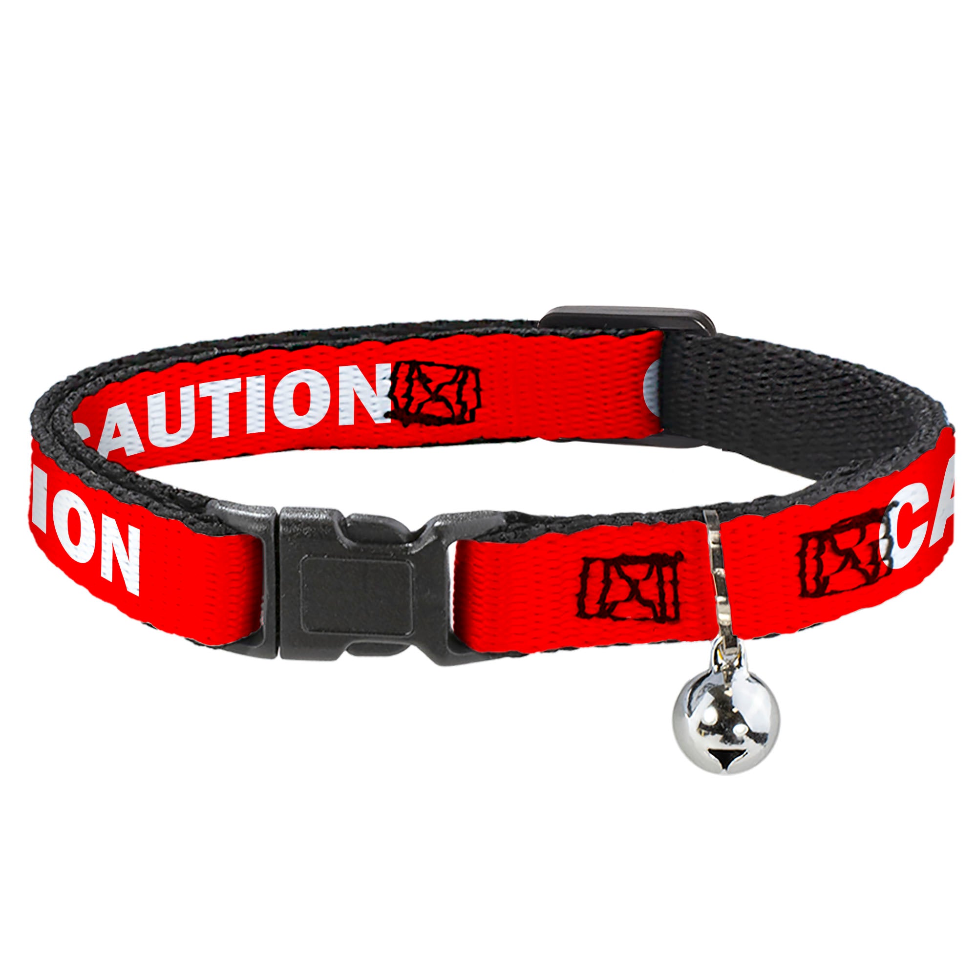 Cat Collar Breakaway - Pet Quote CAUTION Red White Breakaway Cat Collars Buckle-Down