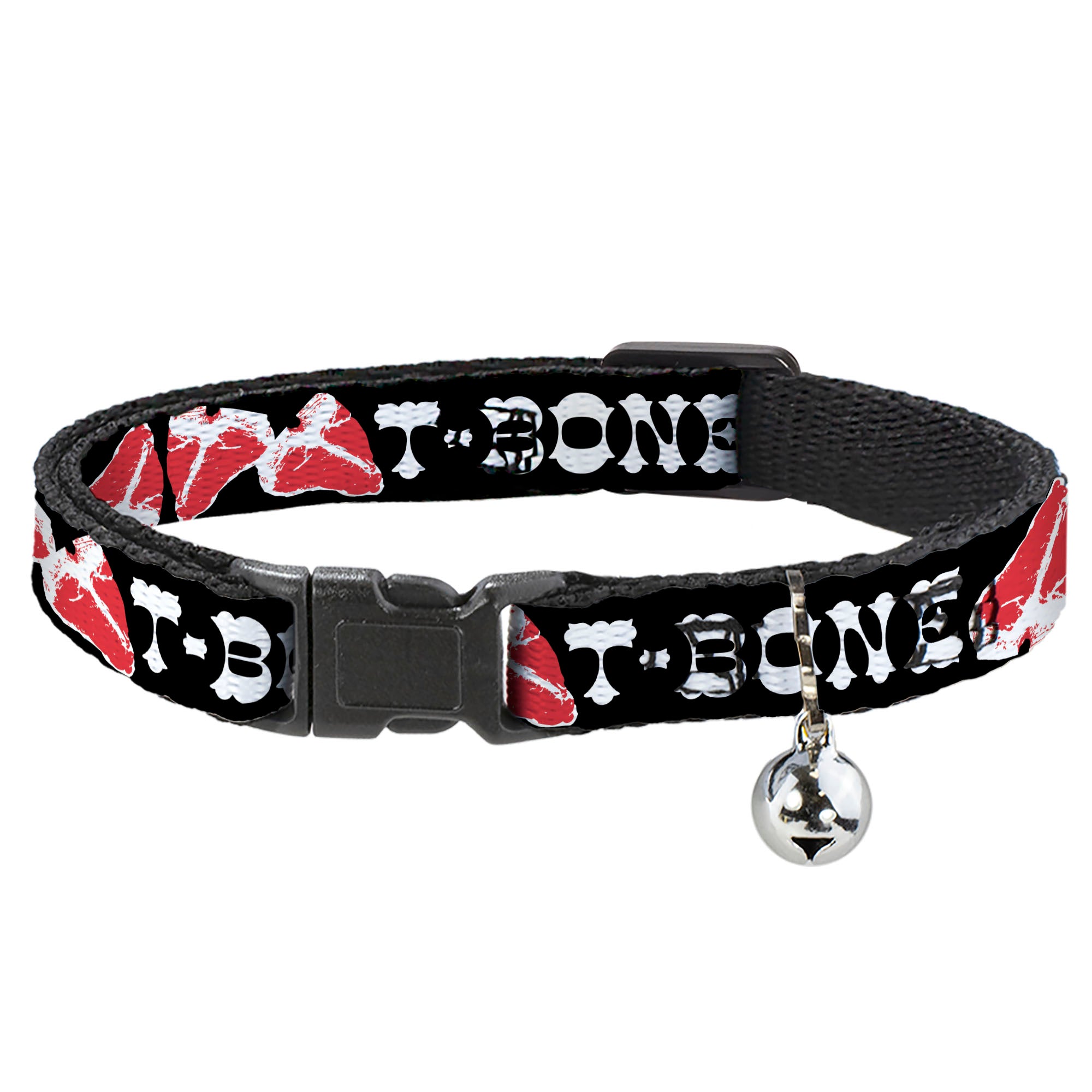 Cat Collar Breakaway - Steaks w T-BONE Text Breakaway Cat Collars Buckle-Down