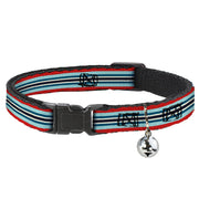 Cat Collar Breakaway - Stripes Red Blues White Breakaway Cat Collars Buckle-Down