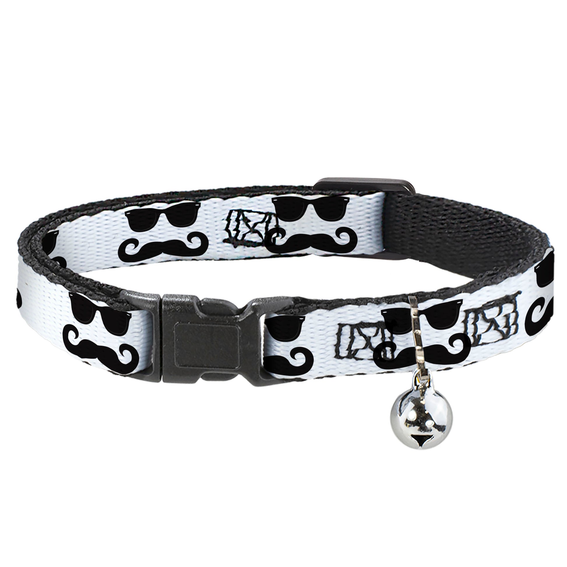 Cat Collar Breakaway - Sunglasses & Mustache White Black Breakaway Cat Collars Buckle-Down