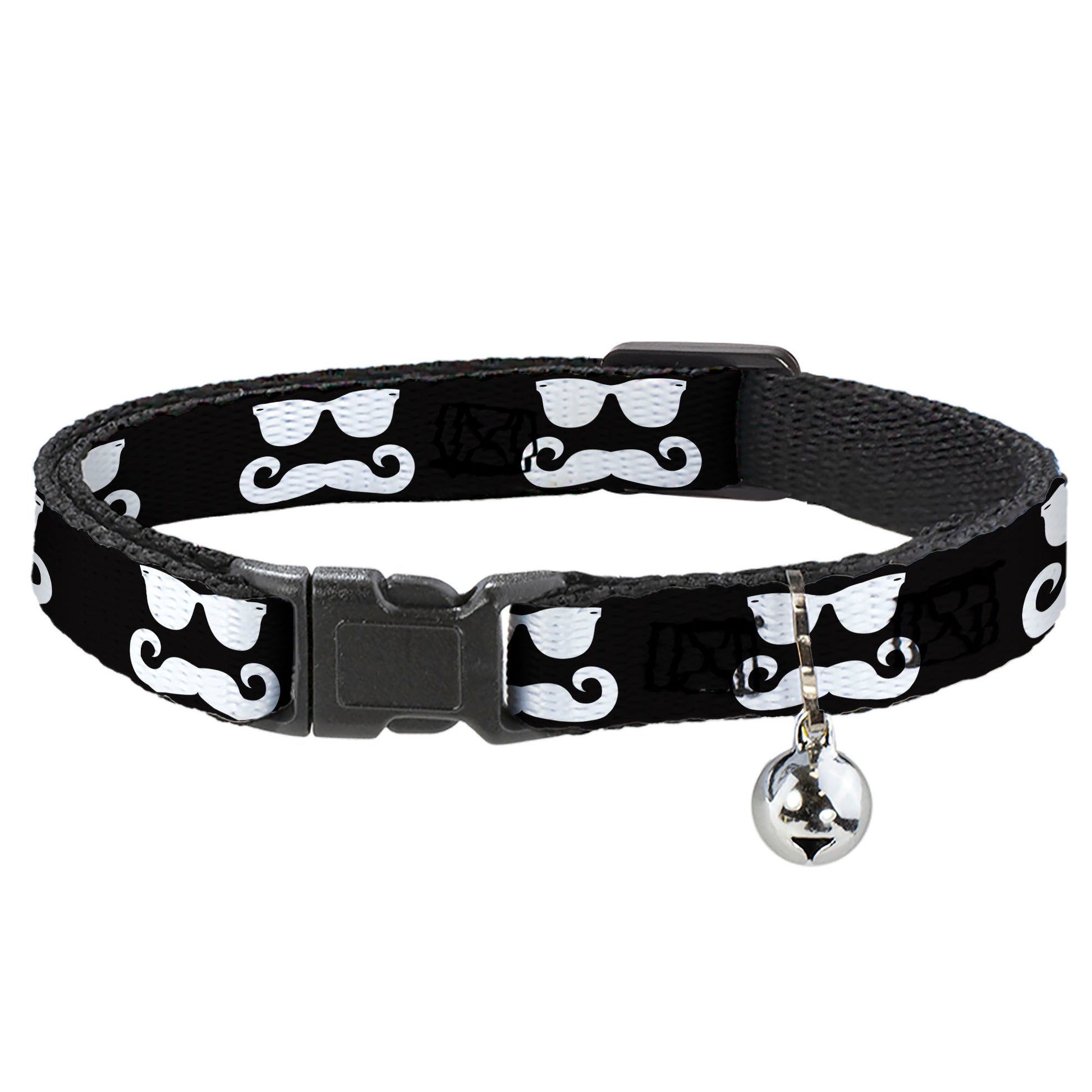 Cat Collar Breakaway - Sunglasses & Mustache Black White Breakaway Cat Collars Buckle-Down