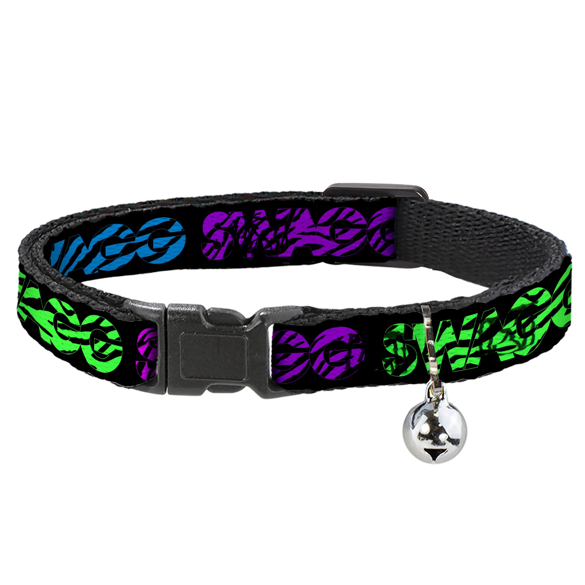 Cat Collar Breakaway - SWAGG Black Zebra Multi Neon Breakaway Cat Collars Buckle-Down