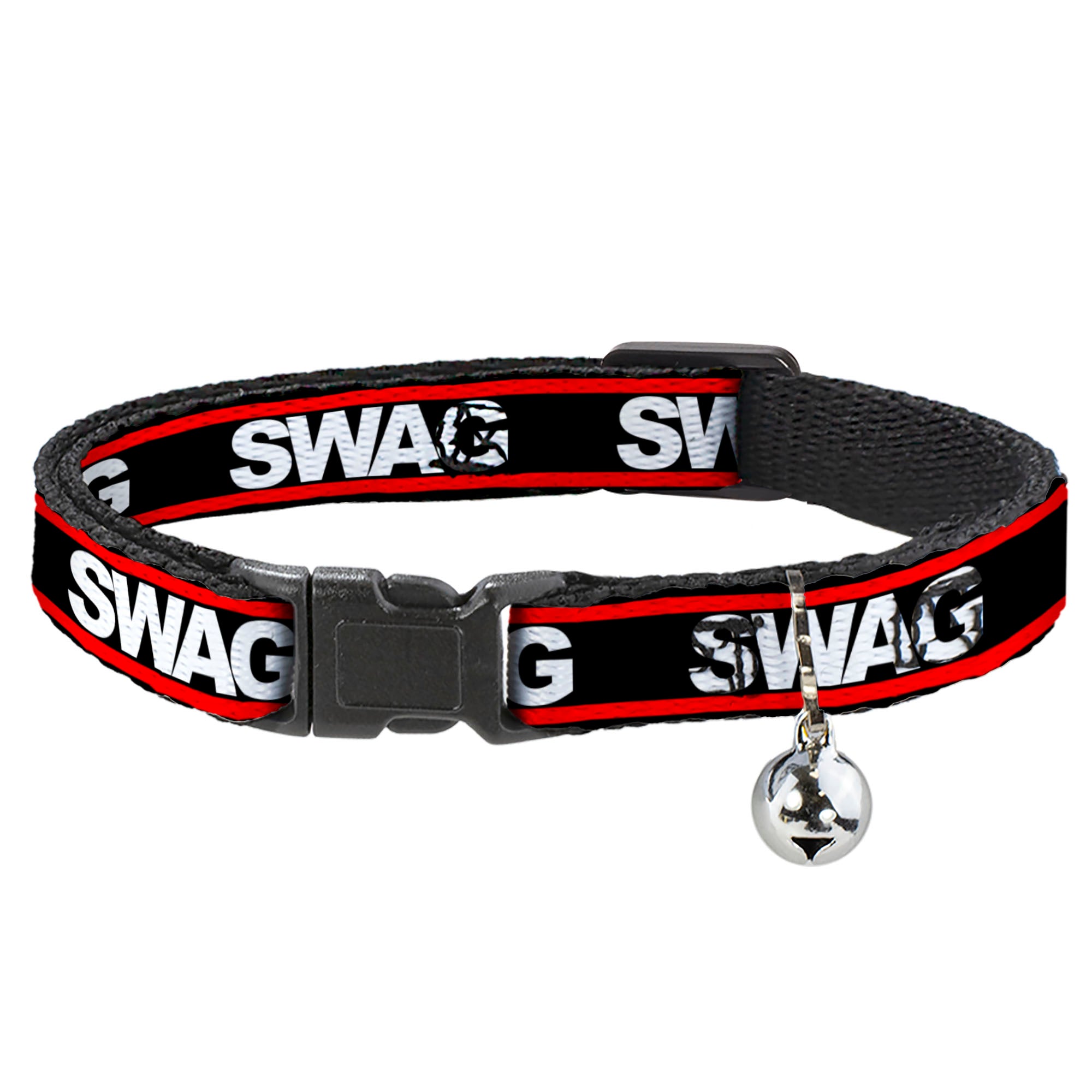 Cat Collar Breakaway - SWAGG Black White Red Stripe Breakaway Cat Collars Buckle-Down