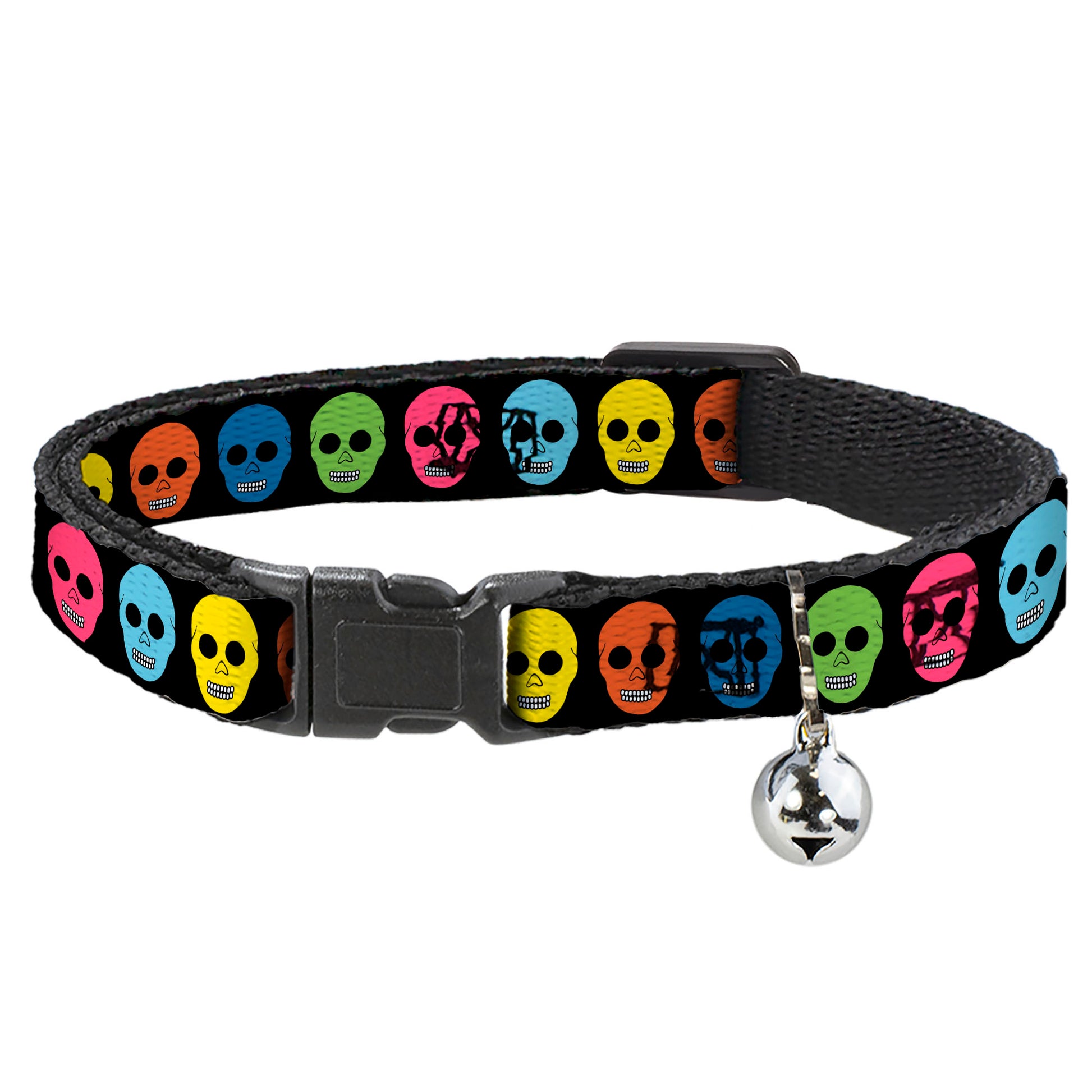 Cat Collar Breakaway - Skulls Black Multi Color Breakaway Cat Collars Buckle-Down