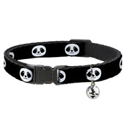 Cat Collar Breakaway - Smiling Panda Face Black White Breakaway Cat Collars Buckle-Down