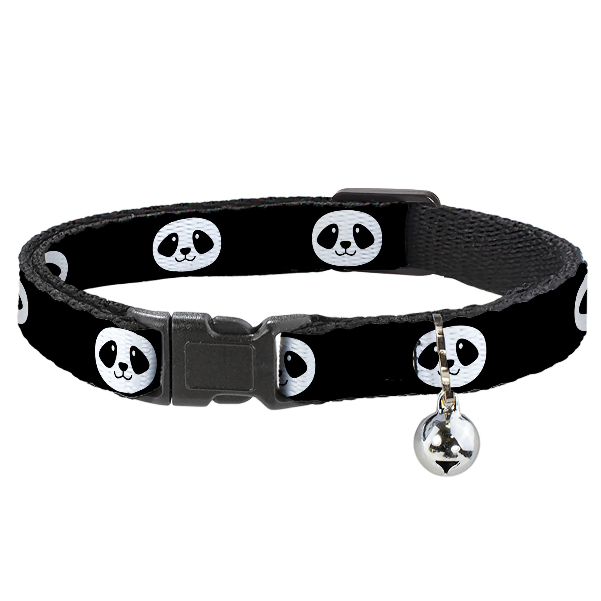 Cat Collar Breakaway - Smiling Panda Face Black White Breakaway Cat Collars Buckle-Down