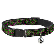 Cat Collar Breakaway - Square Lines Black Greens Pinks Breakaway Cat Collars Buckle-Down