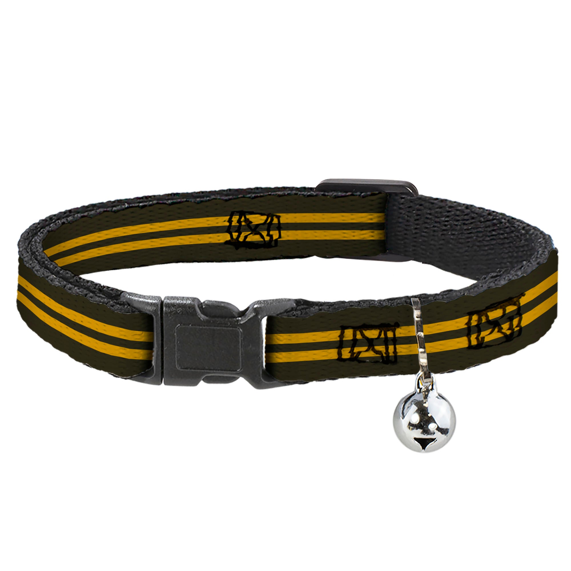 Cat Collar Breakaway - Stripe Black Gold Breakaway Cat Collars Buckle-Down