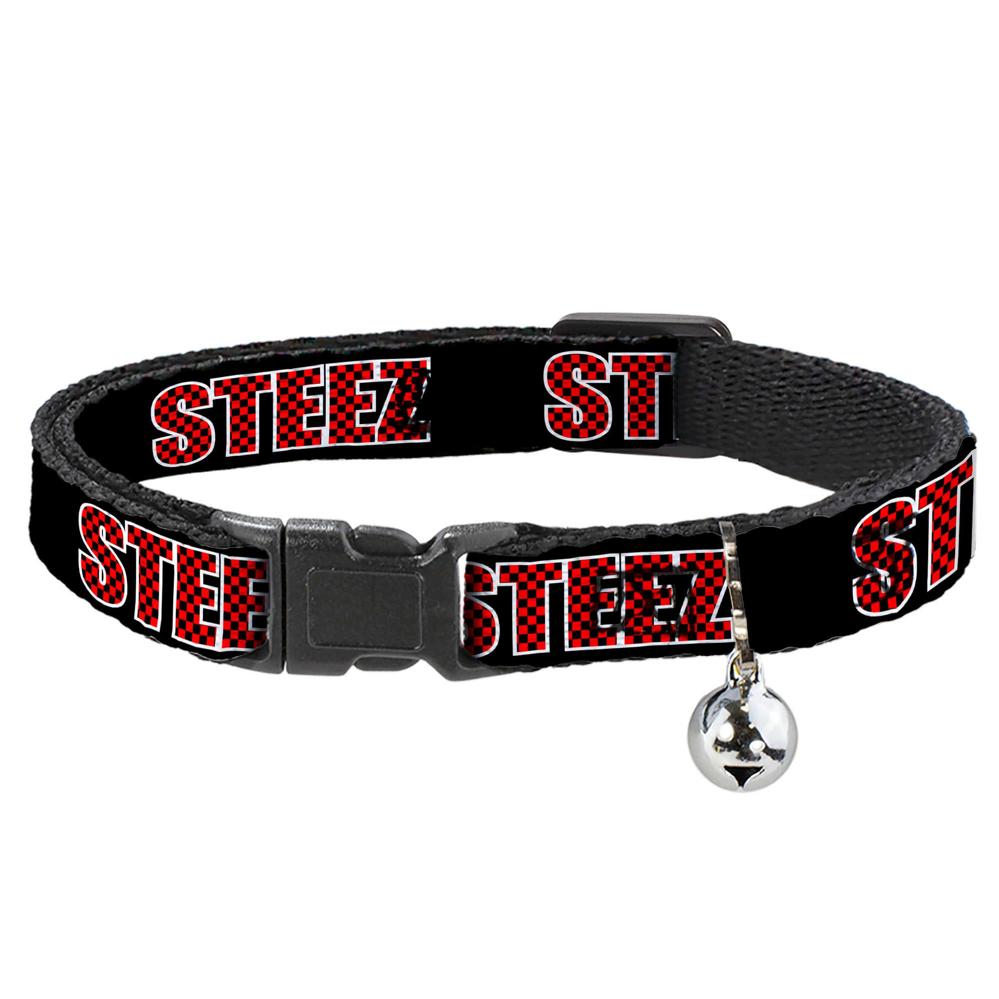 Cat Collar Breakaway - STEEZ Black Checker Black Red Breakaway Cat Collars Buckle-Down