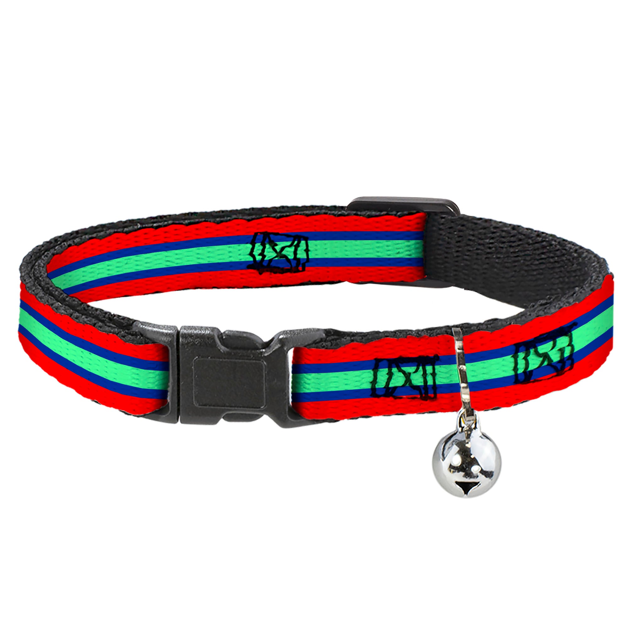 Cat Collar Breakaway - Stripes Red Blue Green Breakaway Cat Collars Buckle-Down