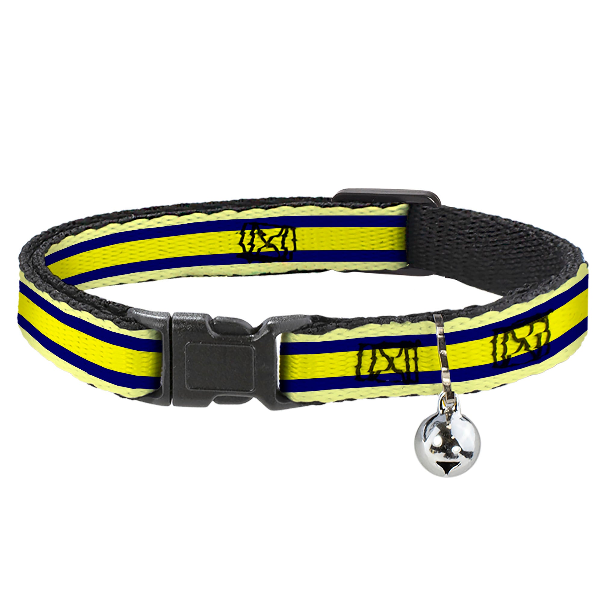 Cat Collar Breakaway - Stripes Light Yellow Navy Yellow Breakaway Cat Collars Buckle-Down