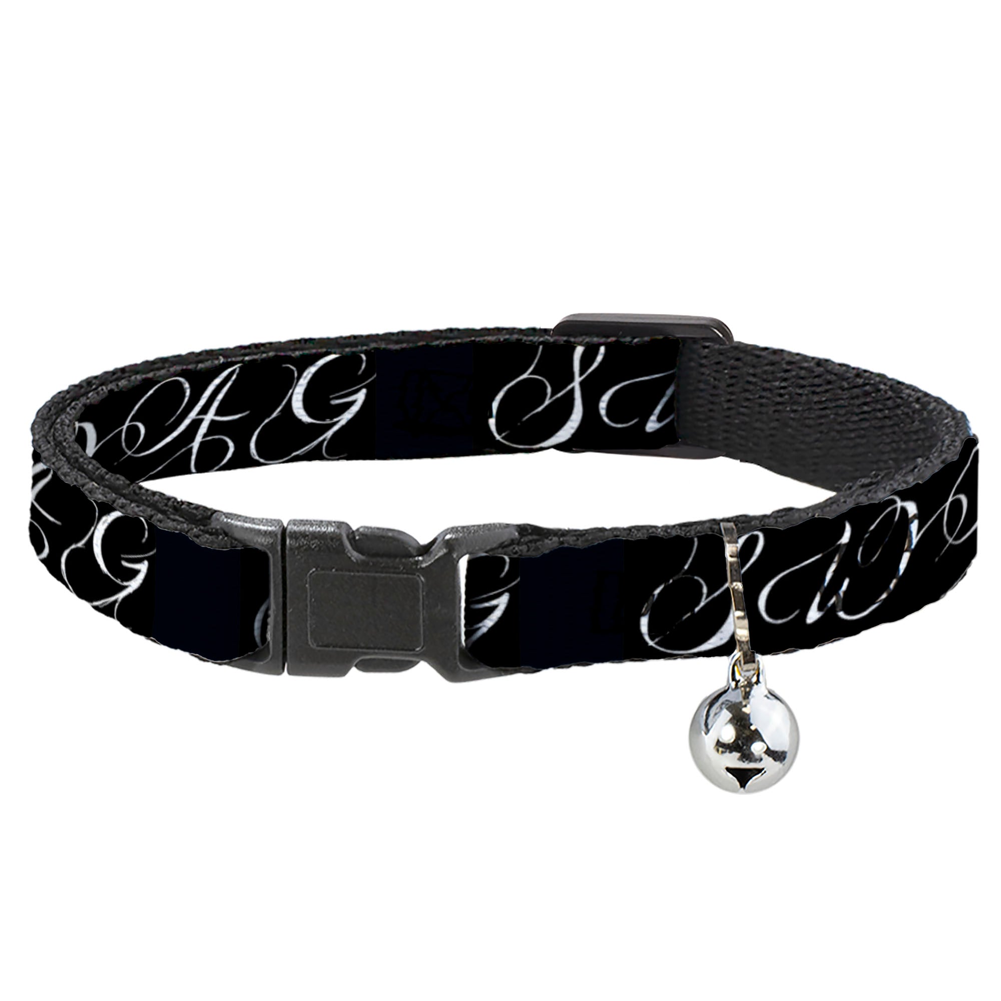 Cat Collar Breakaway - SWAG Script Black White Breakaway Cat Collars Buckle-Down
