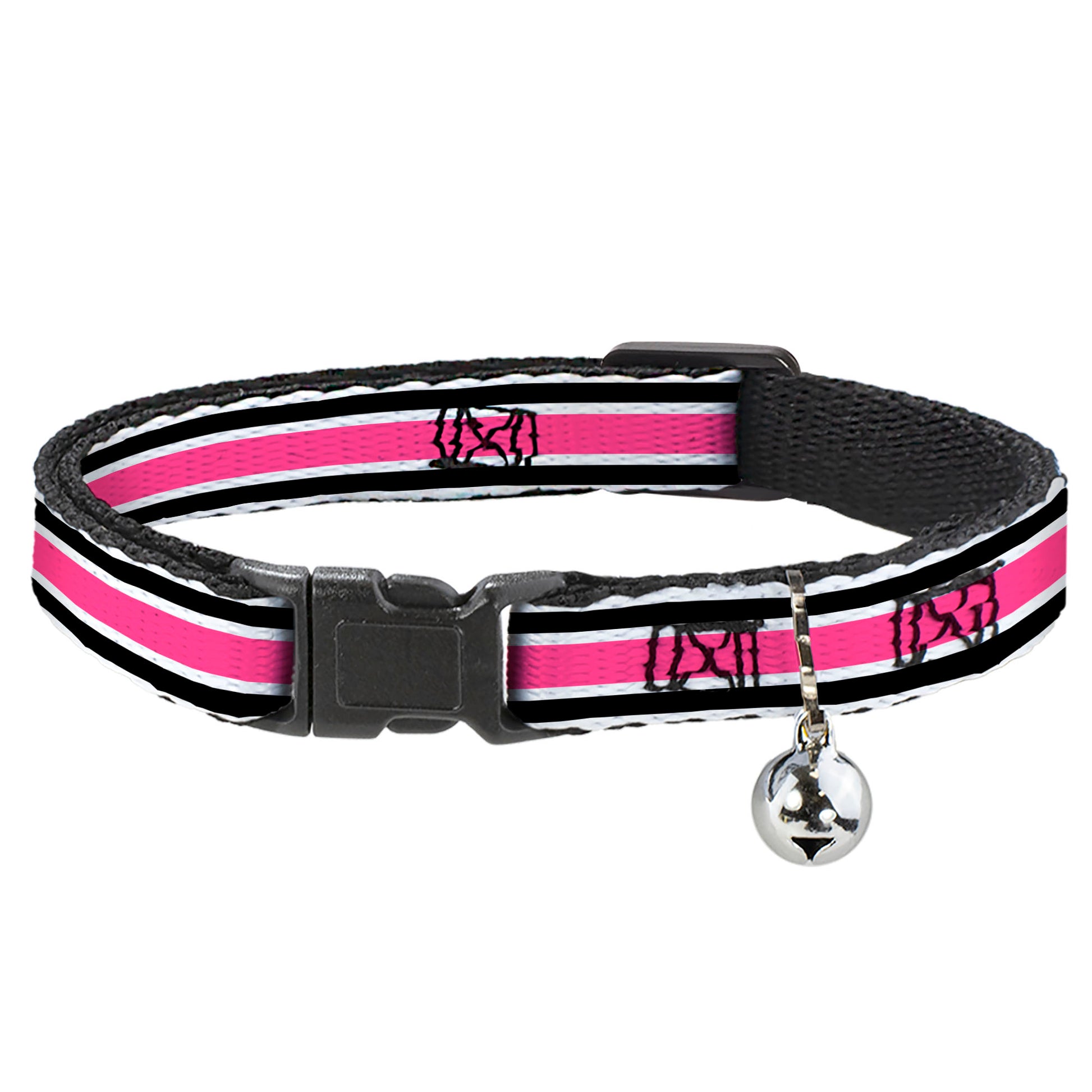 Cat Collar Breakaway - Stripes White Black White Pink Breakaway Cat Collars Buckle-Down