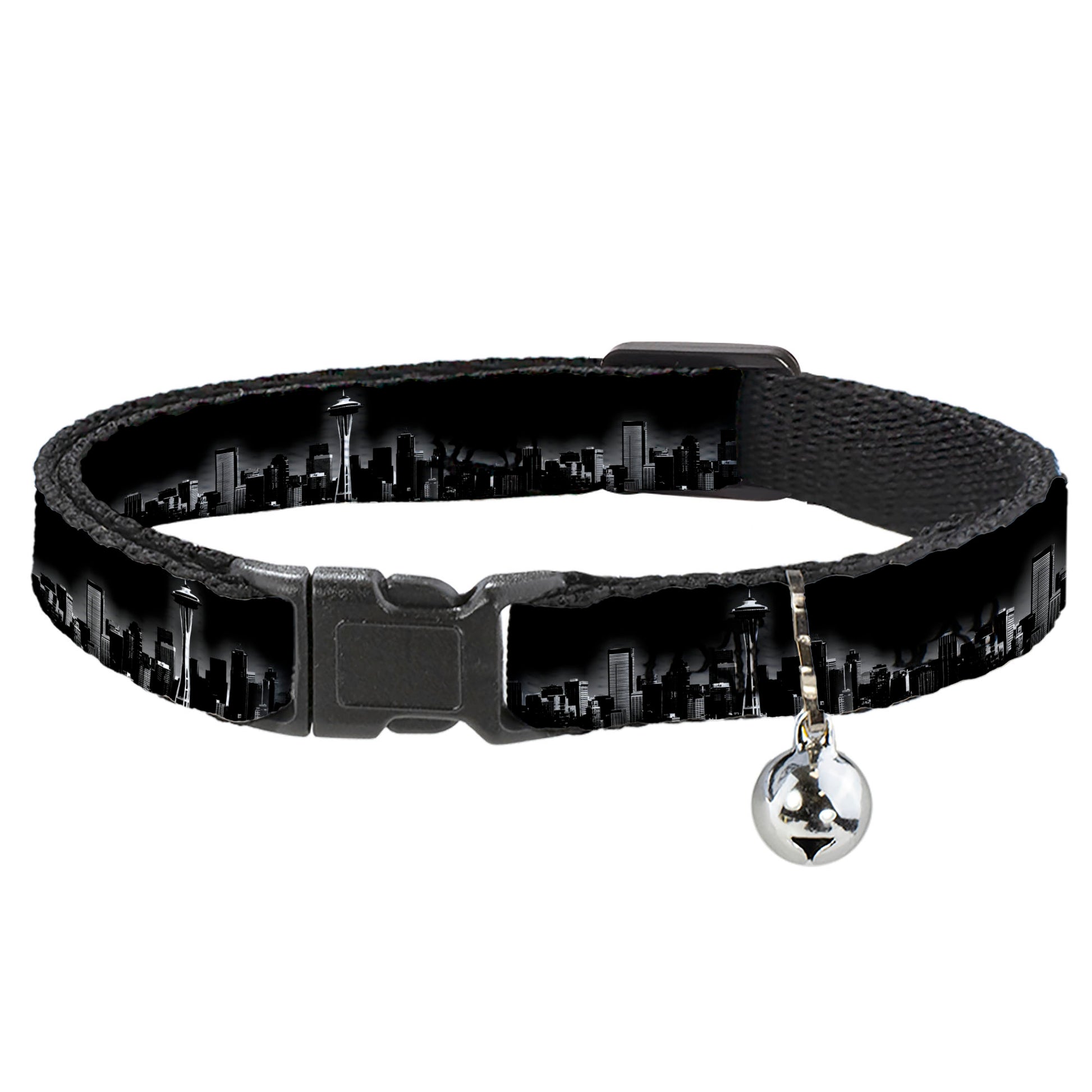 Cat Collar Breakaway - Seattle Vivid Skyline Black White Breakaway Cat Collars Buckle-Down