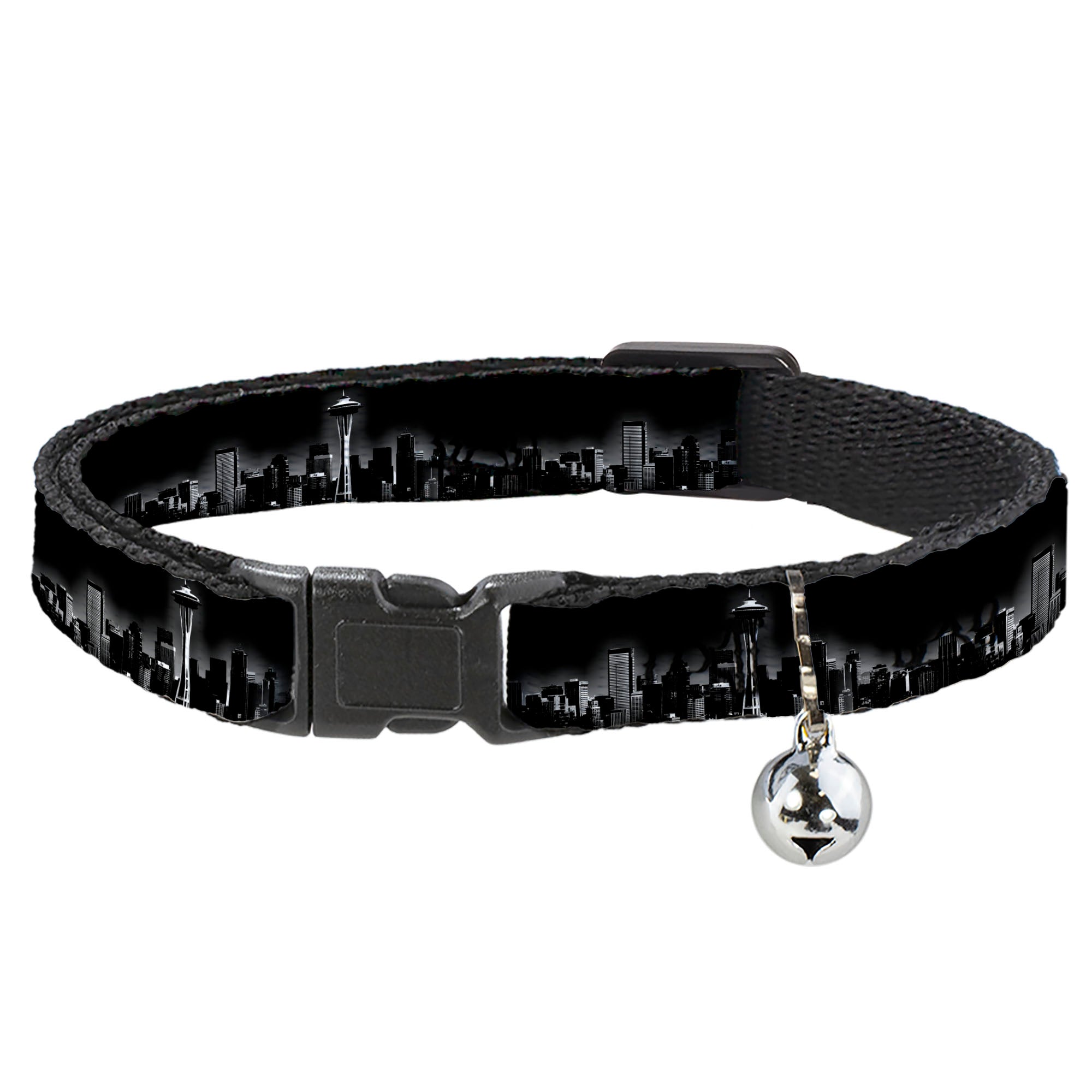 Cat Collar Breakaway - Seattle Vivid Skyline Black White Breakaway Cat Collars Buckle-Down