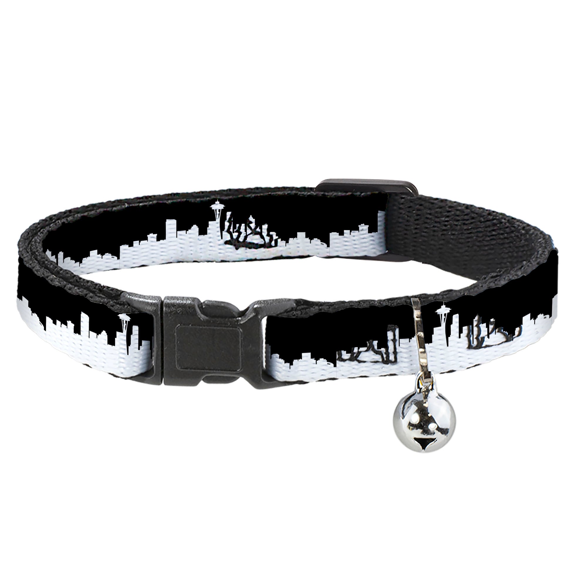 Cat Collar Breakaway - Seattle Solid Skyline Black White Breakaway Cat Collars Buckle-Down