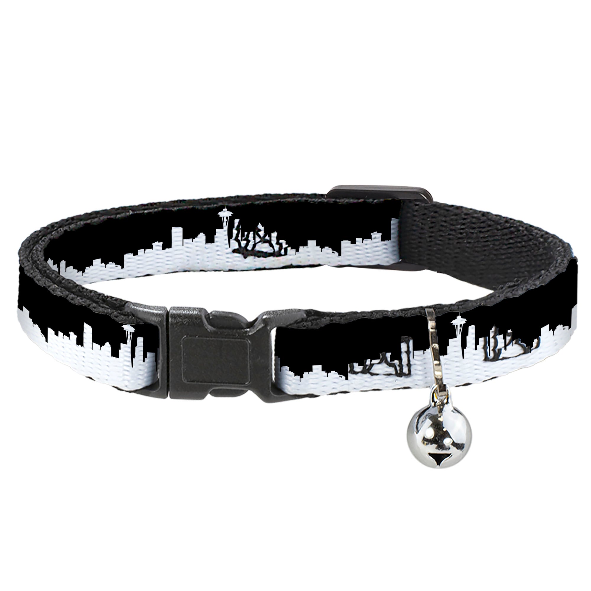 Cat Collar Breakaway - Seattle Solid Skyline Black White Breakaway Cat Collars Buckle-Down