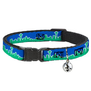 Cat Collar Breakaway - Seattle Skyline Blue Green Breakaway Cat Collars Buckle-Down