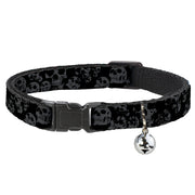 Cat Collar Breakaway - Skulls Stacked Weathered Black Gray Breakaway Cat Collars Buckle-Down