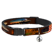 Cat Collar Breakaway - Surfboard Cali Scenes US Flag Brown Breakaway Cat Collars Buckle-Down