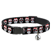 Cat Collar Breakaway - Sugar Skulls Black White Red Breakaway Cat Collars Buckle-Down