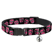 Cat Collar Breakaway - Sugar Skulls Black White Fuchsia Breakaway Cat Collars Buckle-Down