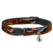 Cat Collar Breakaway - Surfboard Cali Scenes US Flag Stacked Brown Breakaway Cat Collars Buckle-Down