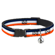 Cat Collar Breakaway - Stripe Navy White Orange Breakaway Cat Collars Buckle-Down