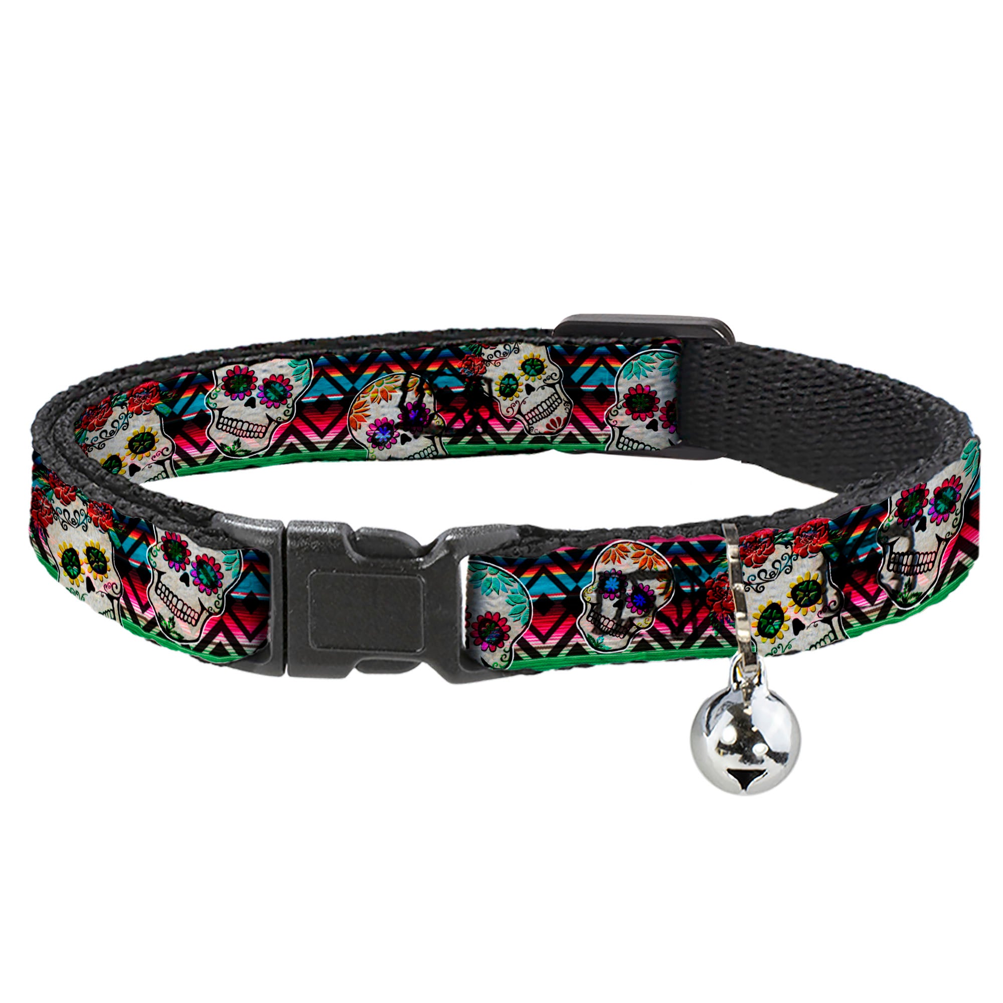 Cat Collar Breakaway - Sugar Skulls Zarape Multi Color Breakaway Cat Collars Buckle-Down