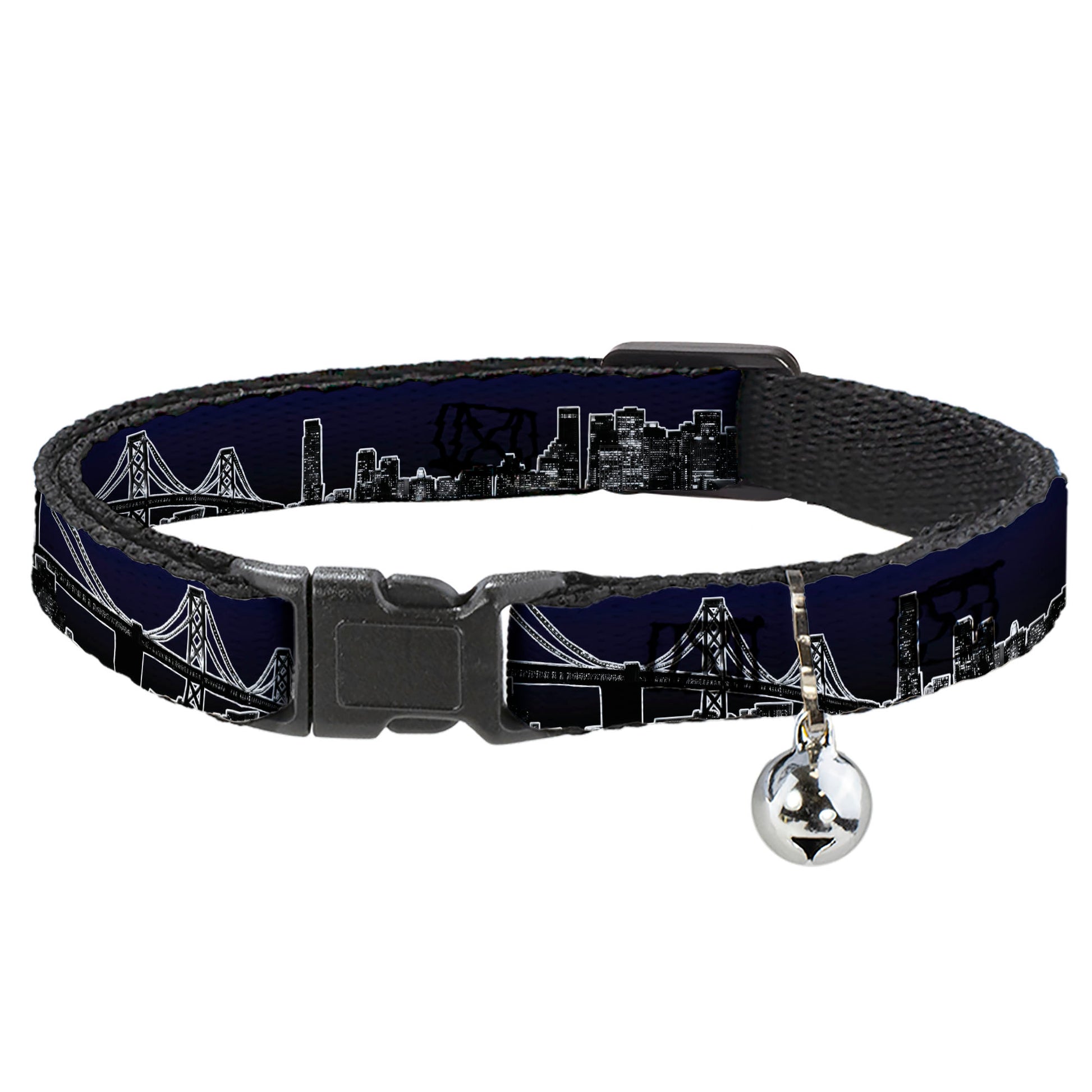 Cat Collar Breakaway - San Francisco Vivid Skyline Midnight Blue Breakaway Cat Collars Buckle-Down