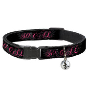 Cat Collar Breakaway - SO CAL Script Wings Black Gray Pink Breakaway Cat Collars Buckle-Down