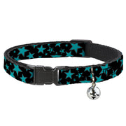Cat Collar Breakaway - Stars Multi Stars Black Turquoise Breakaway Cat Collars Buckle-Down