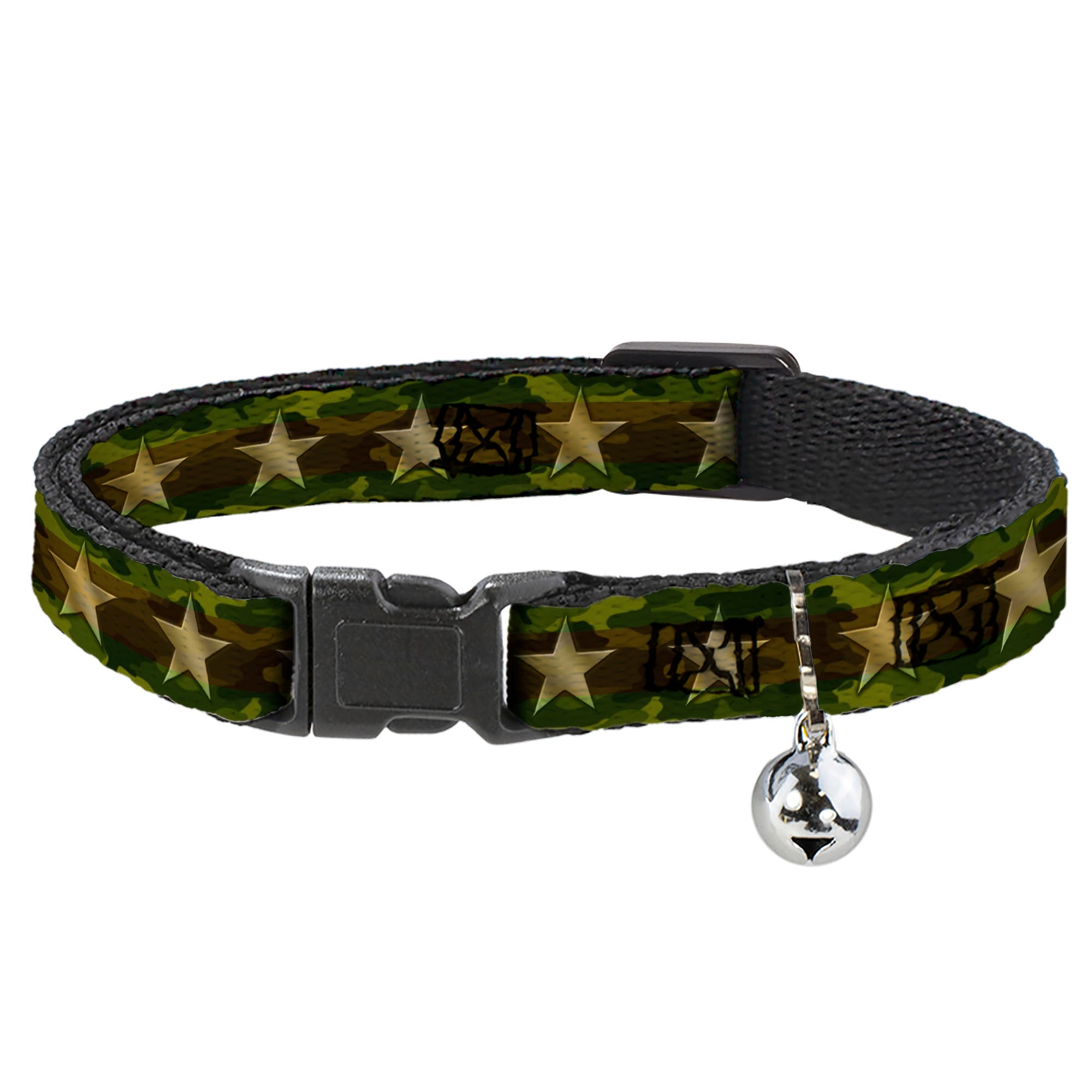 Cat Collar Breakaway - Star Camo Olive Gold Breakaway Cat Collars Buckle-Down