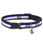 Cat Collar Breakaway - Stripes Purple White Gray Breakaway Cat Collars Buckle-Down
