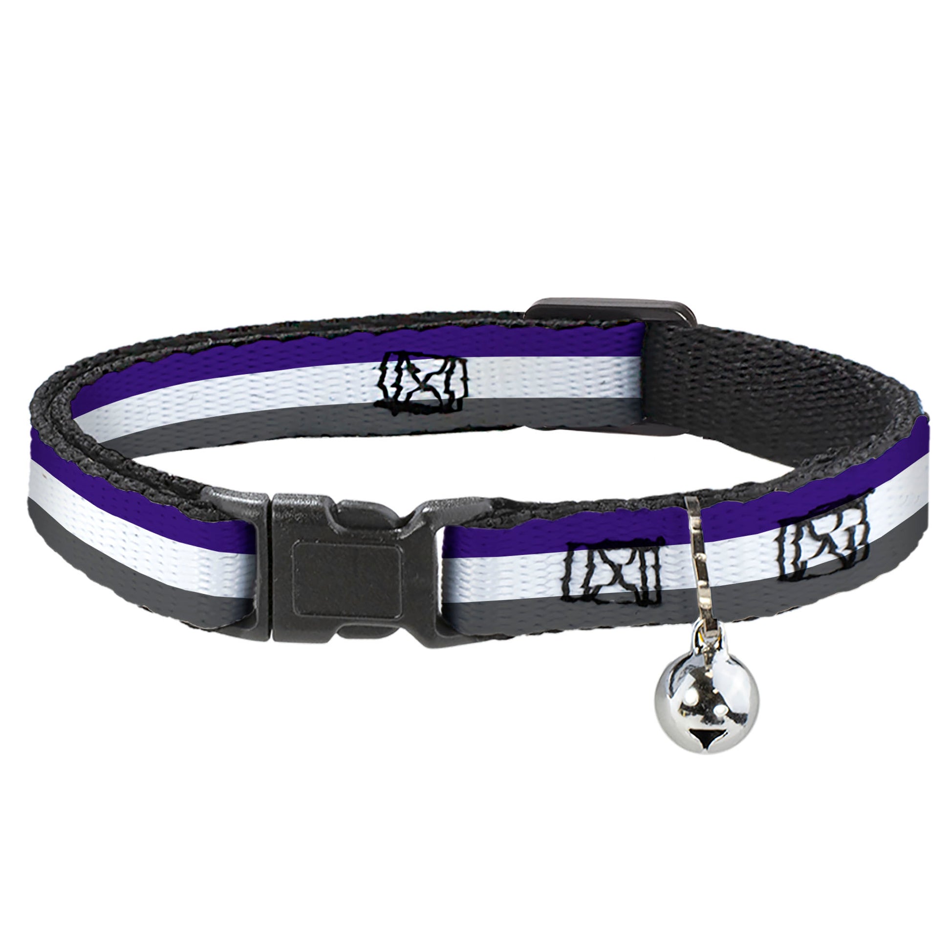 Cat Collar Breakaway - Stripes Purple White Gray Breakaway Cat Collars Buckle-Down
