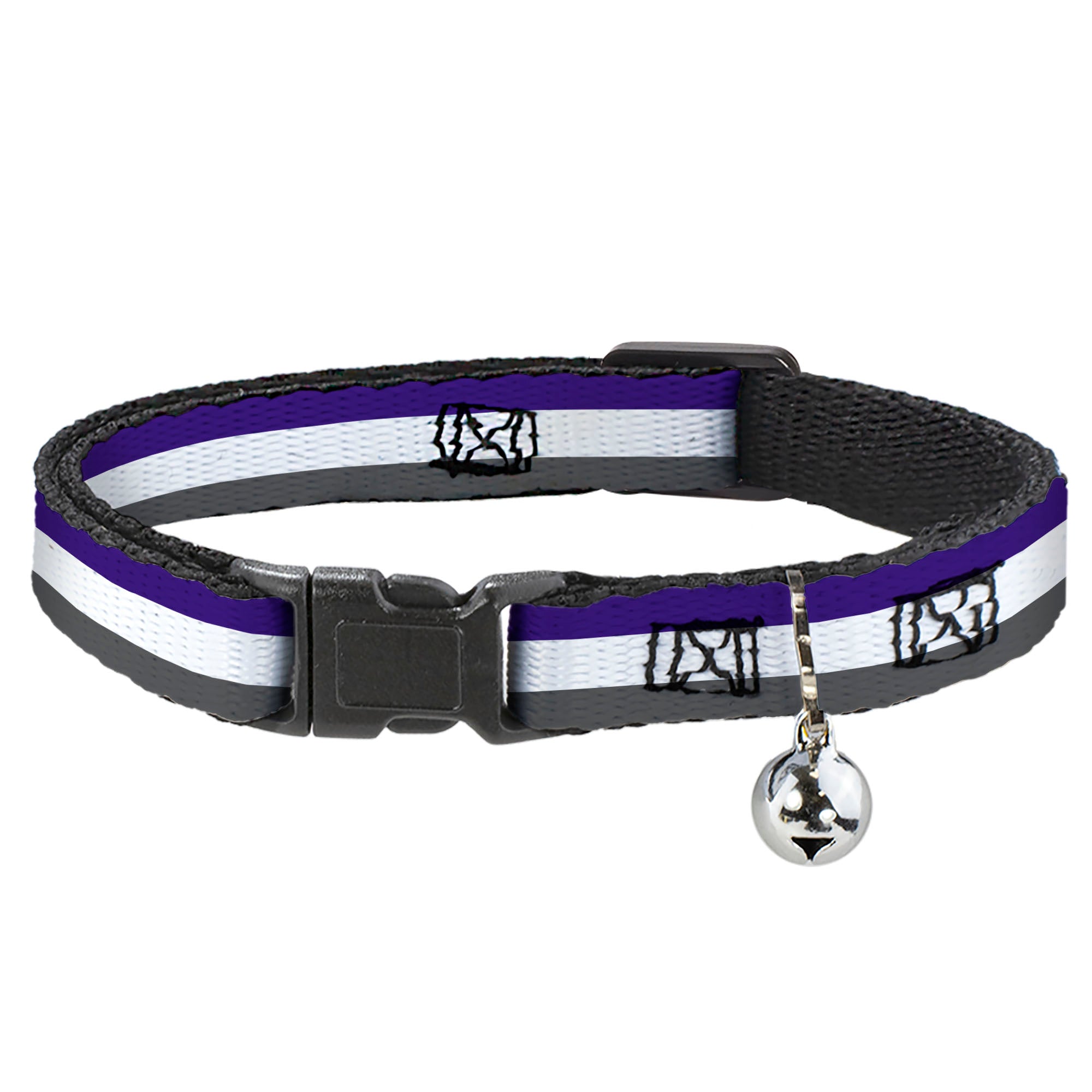 Cat Collar Breakaway - Stripes Purple White Gray Breakaway Cat Collars Buckle-Down