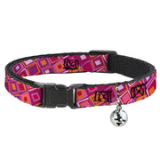 Cat Collar Breakaway - Skewed Squares Stacked Purple Orange Pinks Breakaway Cat Collars Buckle-Down