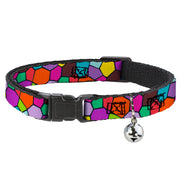Cat Collar Breakaway - Stained Glass Mosaic2 Multi Color Navy Breakaway Cat Collars Buckle-Down